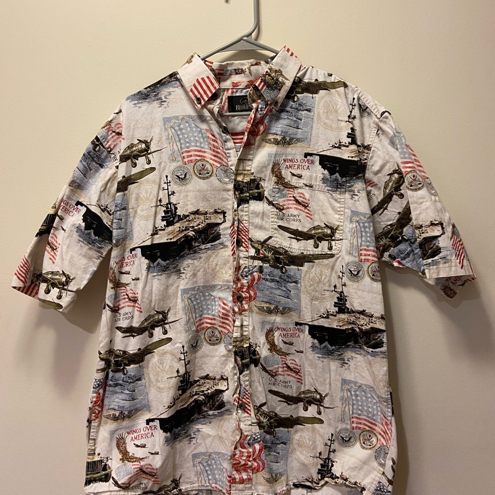 RedHead Men's Shirt with American Flag and Military Print